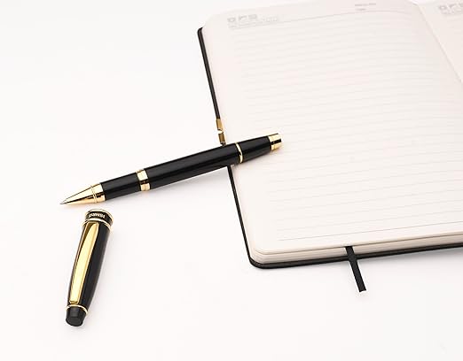 ISHRA Gold Trim Roller Ball Pen – Blue Ink