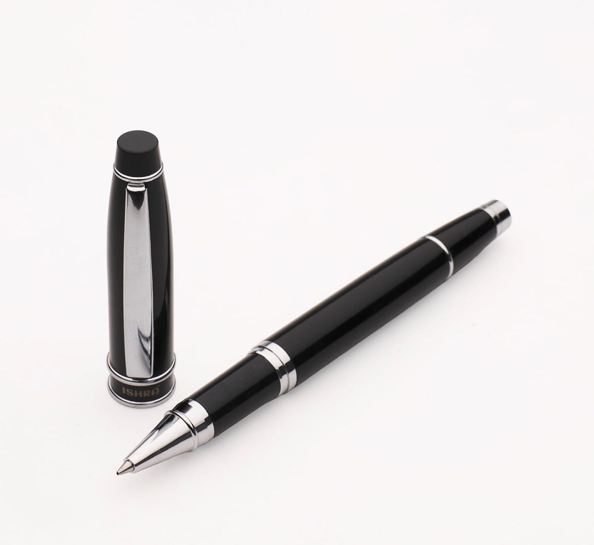 ISHRA Chrome Trim Roller Ball Pen – Blue Ink