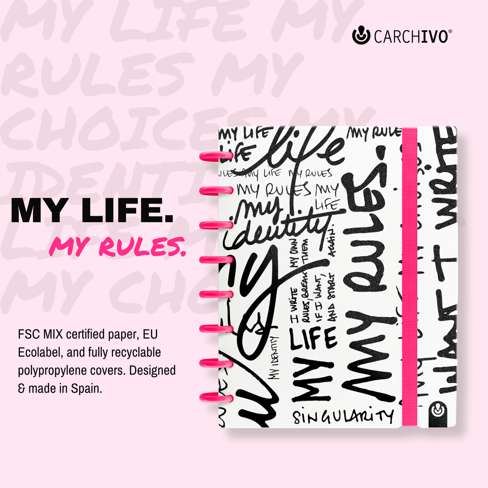 Carchivo Ingeniox My Life A5 Ruled Notebook - Pink