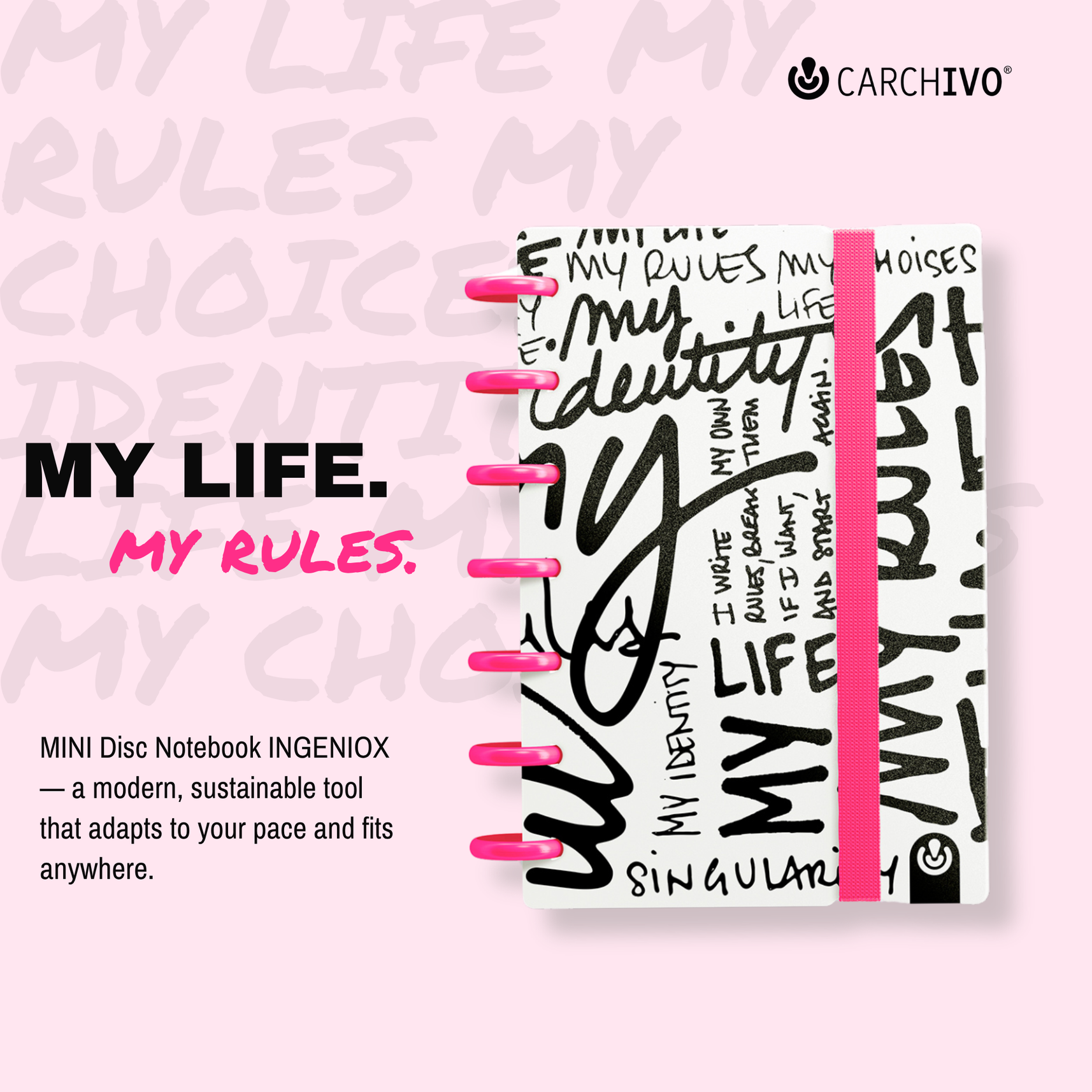 Carchivo Ingeniox My Life Mini Dotted Notebook - Pink