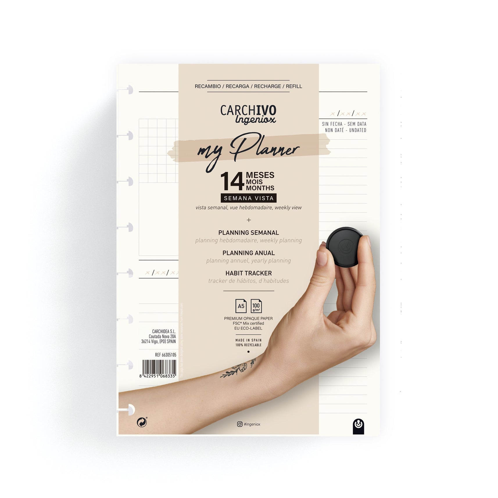 Carchivo Ingeniox My Planner A5 Refill - Weekly View 144 Pages