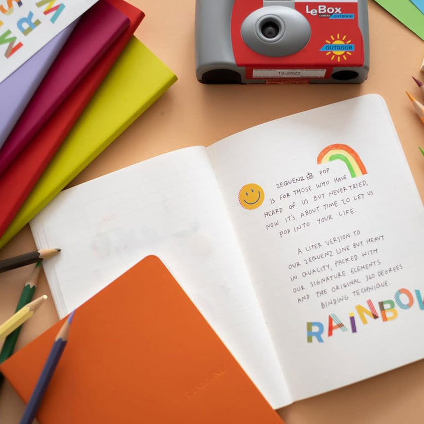 Zequenz Ruled Notebook Gift Set Flexible Handmade Fountain Pen Friendly Blue Grey Red Green -120 Pages Each