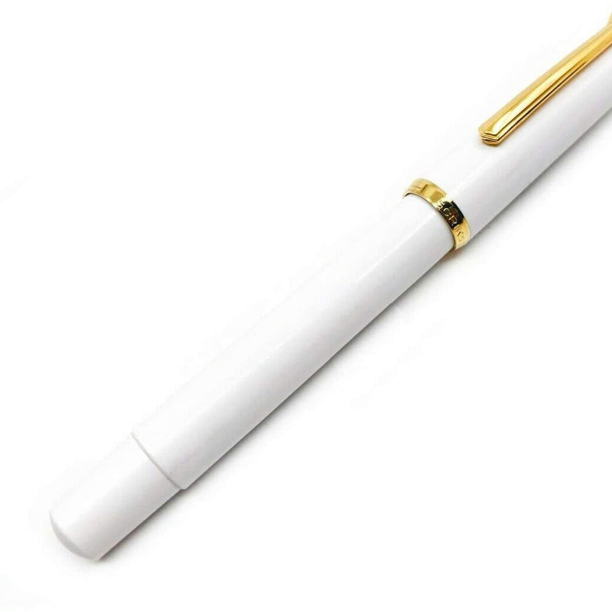 Scrikss | 419 Legendary | Fountain Ink Pen | Medium Nib | Gold Plated | Glossy White Barrel