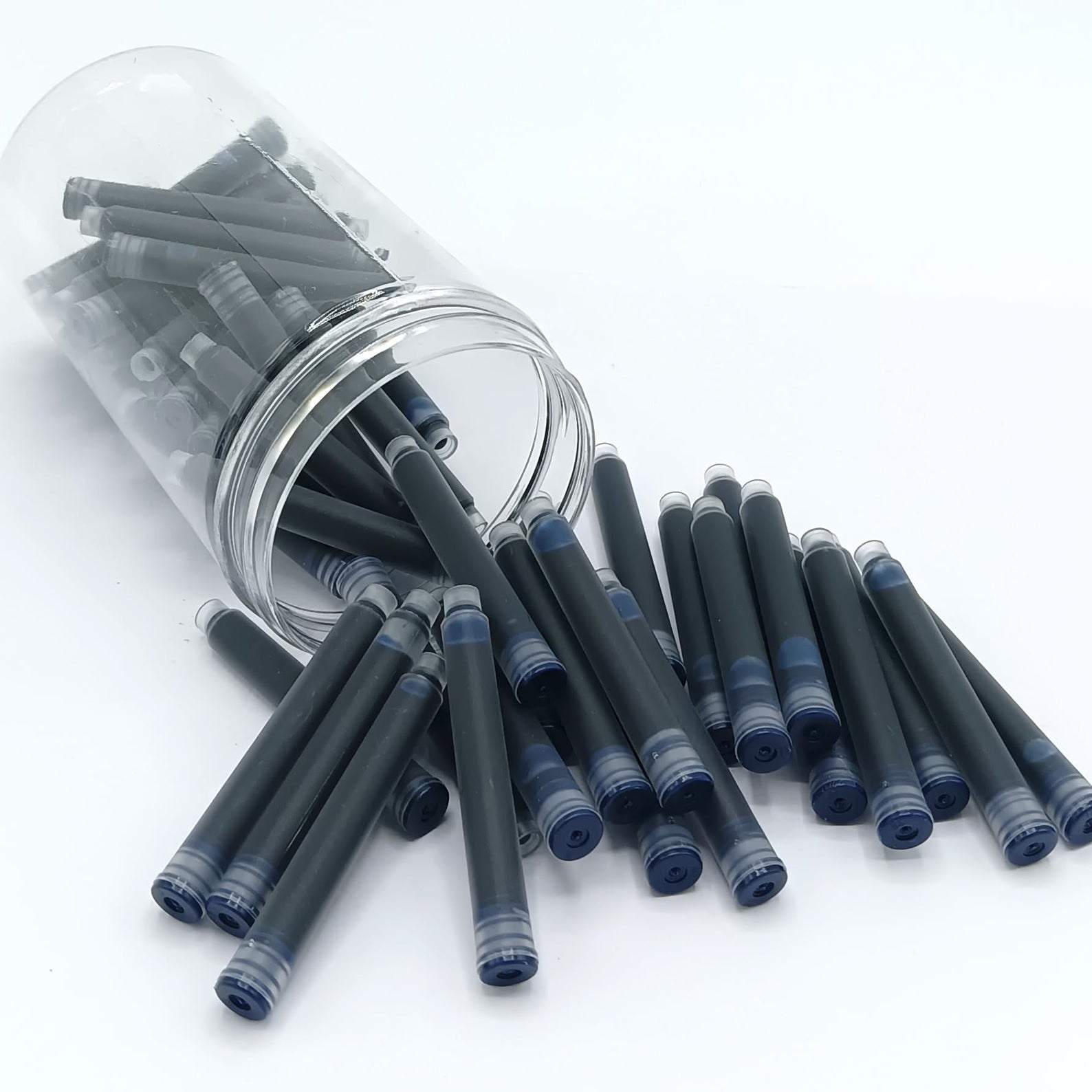 Jinhao Ink Cartridges Refills, Disposable and Universal – 3.4mm Bore Diameter 50Pcs Ink Cartridges Jar for School, Student, and Office (Blue Black)