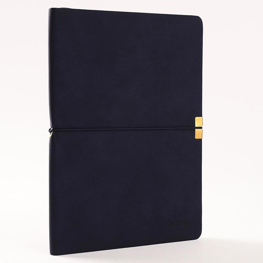ISHRA A5 Size Ruled Notebook | Ideal Note Book Journal Diary for Work Office Writing Journaling Note Taking Travel | Navy Blue Soft Cover| 172 Pages | 80gsm | Fountain Pen Friendly Paper