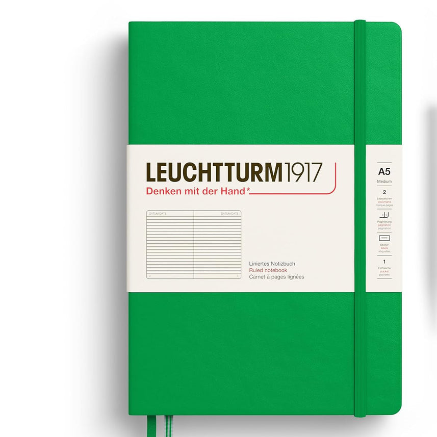 LEUCHTTURM1917 Hardcover Notebook Medium (A5), Ruled, 251 Pages - Spring Leaf