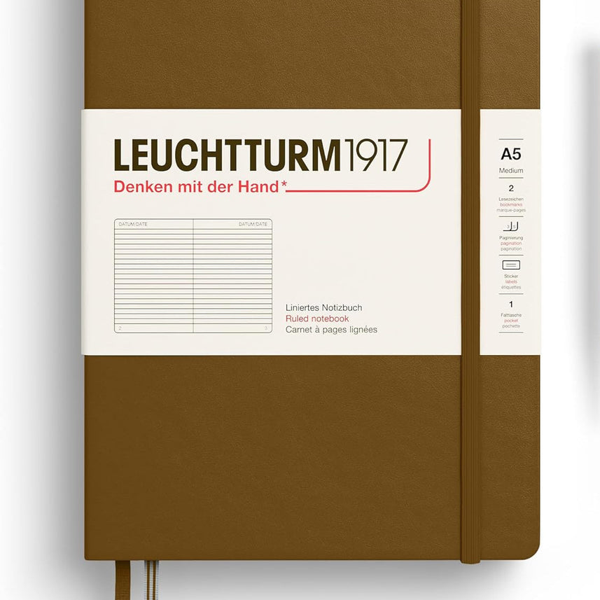 LEUCHTTURM1917 Hardcover Notebook Medium (A5), Ruled, 251 Pages - Spice Brown