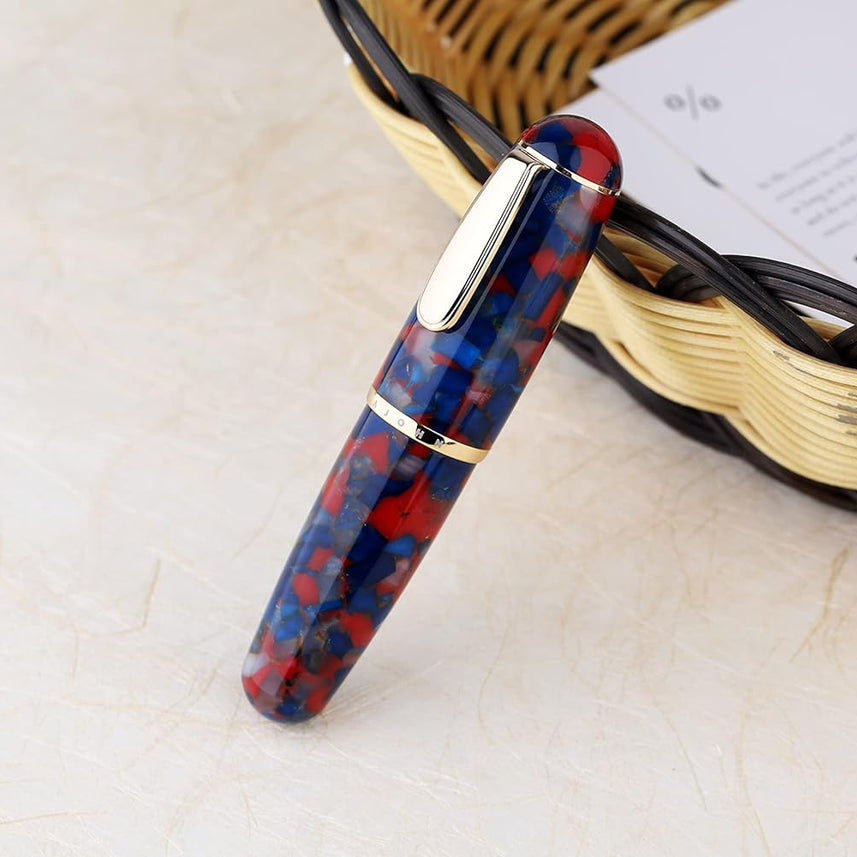 Moonman Q1 Fountain Pen Extra Fine Nib Black Acrylic, Little Fat Man Eyedropper Filling Pocket Pen Large Capacity Clown