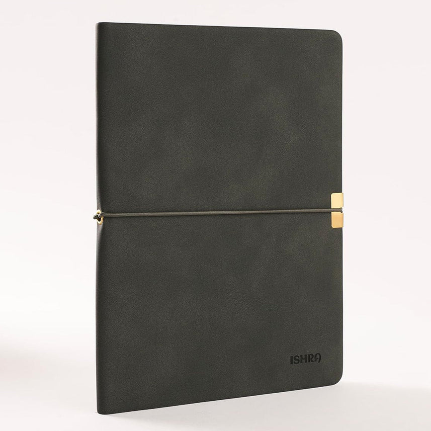 ISHRA A5 Size Ruled Notebook | Ideal Note Book Journal Diary for Work Office Writing Journaling Note Taking Travel | Dark Grey Soft Cover| 172 Pages | 80gsm | Fountain Pen Friendly Paper