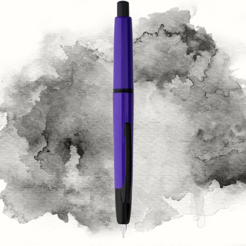 Moonman A2 Press Fountain Pen – Extra Fine Nib, Retractable Purple Resin with Black Clip, Writing Set with Converter