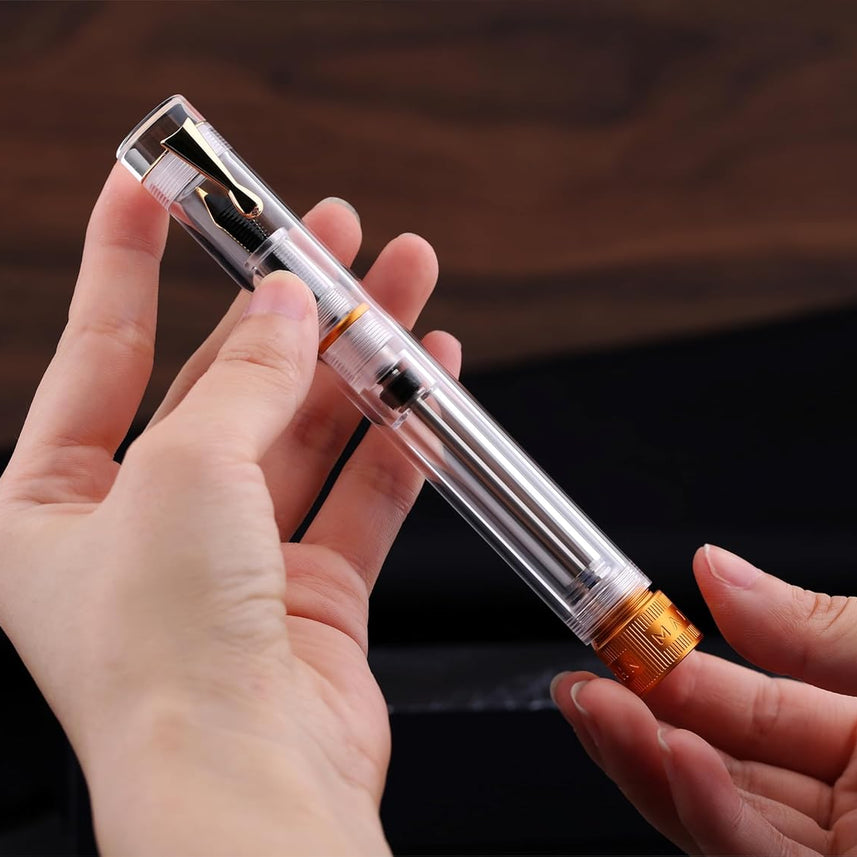 Moonman V1 Vacuum Filling Fountain Pen Fine Nib,(Golden Clip)