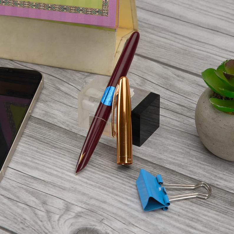 Hero 329 Original Fountain Pen with Iridium Nib – Gold Cap and Maroon Body