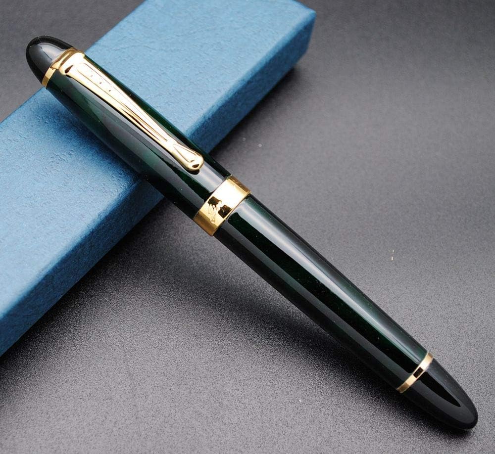 Jinhao X450 Fountain Pen – Dark Green Color, Gold Trim, Medium Nib Options, Elegant Writing Instrument