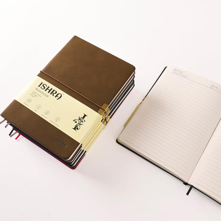 ISHRA A5 Size Ruled Notebook | Ideal Note Book Journal Diary for Work Office Writing Journaling Note Taking Travel | Grey Soft Cover| 172 Pages | 80gsm | Fountain Pen Friendly Paper