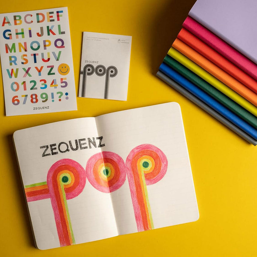 Zequenz Ruled Notebook Gift Set Flexible Handmade Fountain Pen Friendly Blue Grey Red Green -120 Pages Each