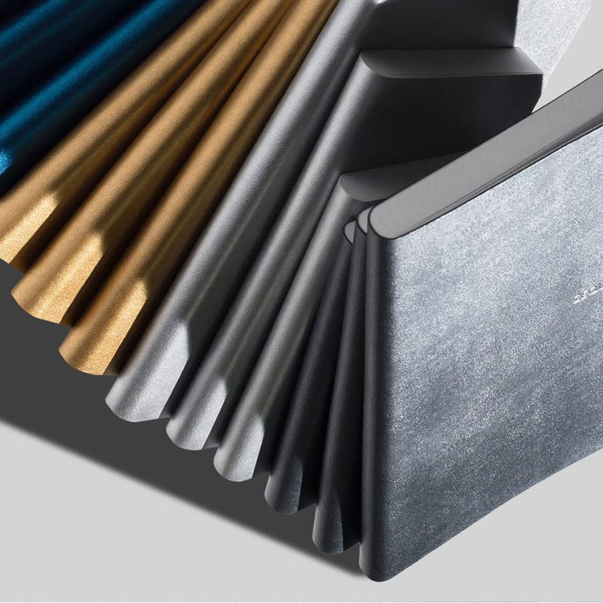 Zequenz A6- Size Matte Gold Notebook Ruled Acid Free Paper 256 Pages 70GSM 360 Degree Flexibility 100% Handmade PU and White paper Galaxy Series Bookmark Included