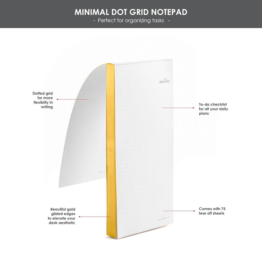 7mm Between the Lines | 75 Leaves | Minimal Dot Grid Notepad | Pack of 2