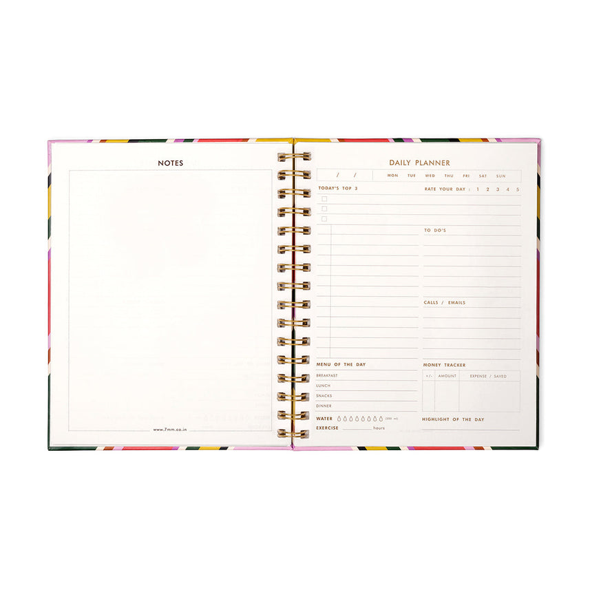 7mm Between the Lines | Daily Undated Planner Notebook | Retro Glam | 150 Pages