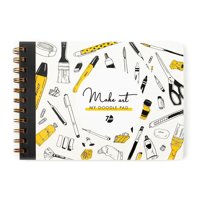 7mm Between the Lines | Doodle Pad | Spiral Art Journal | Sketch Pad | Mustard | Pack of 2