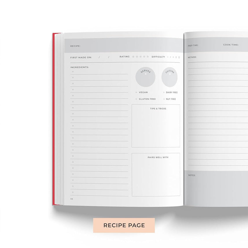 7mm Between the Lines | Recipe Journal | A5 Size | 4 Sticker Sheets | Hardbound and Laminated | Spoonfuls of Love | Green