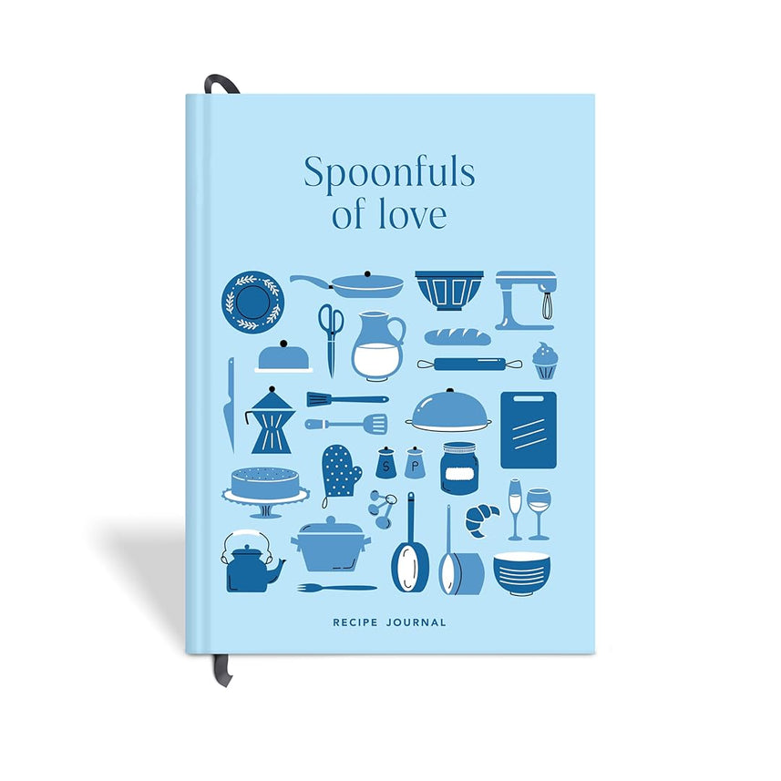7mm Between the Lines | Recipe Journal | A5 Size | 4 Sticker Sheets | Hardbound and Laminated | Spoonfuls of Love | Blue