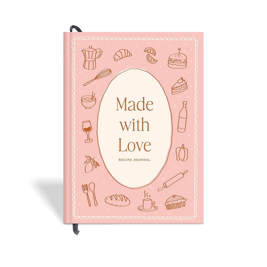 7mm Recipe Journal | A5 Size | 4 Sticker Sheets | Hardbound and Laminated | Made with Love | Light Pink