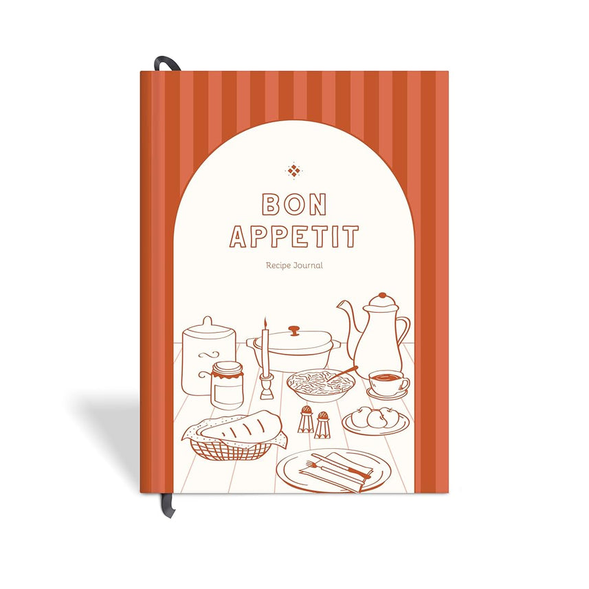 7mm Recipe Journal | Bon Appetit | A5 Size | 4 Sticker sheets | Brown