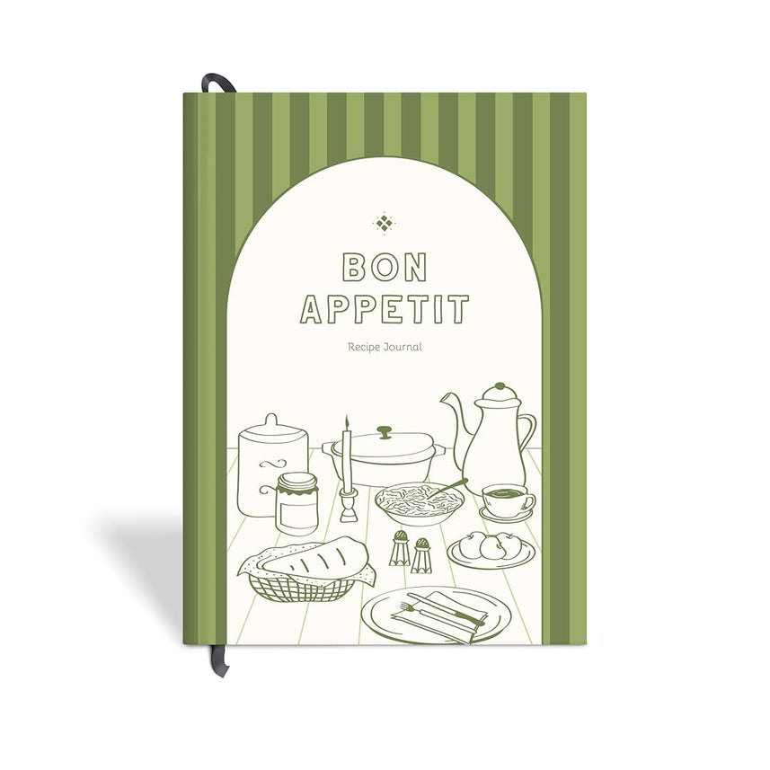 7mm Recipe Journal | Bon Appetit | A5 Size | 4 Sticker sheets | Green