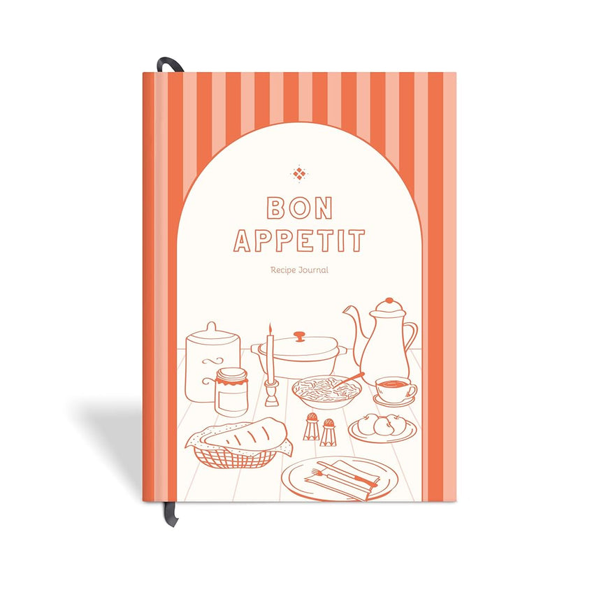 7mm Recipe Journal | Bon Appetit | A5 Size | 4 Sticker sheets | Orange