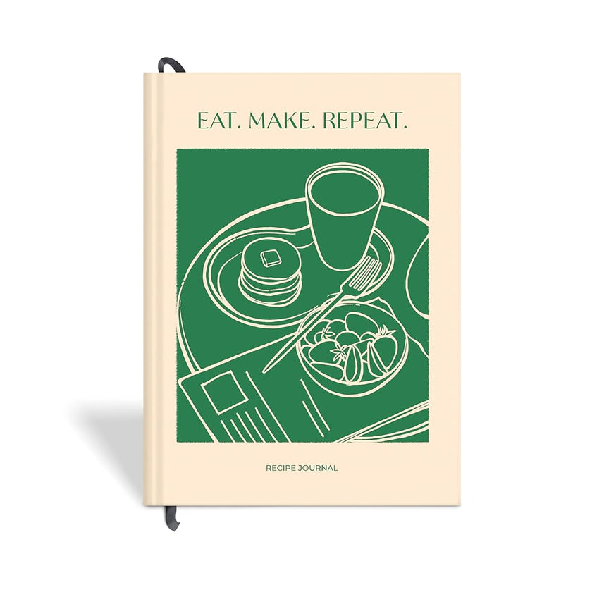 7mm | Recipe Journal | A5 | Hardbound | Laminated | Eat Make Repeat | Beige