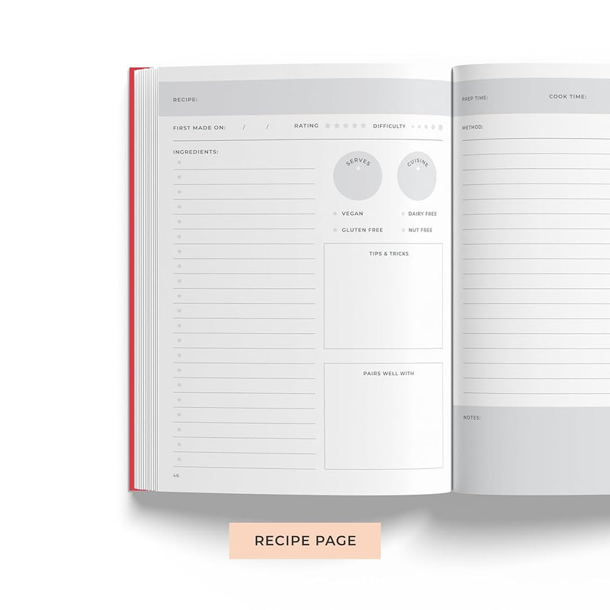 7mm | Recipe Journal | A5 | Hardbound | Laminated | Eat Make Repeat | Light Blue