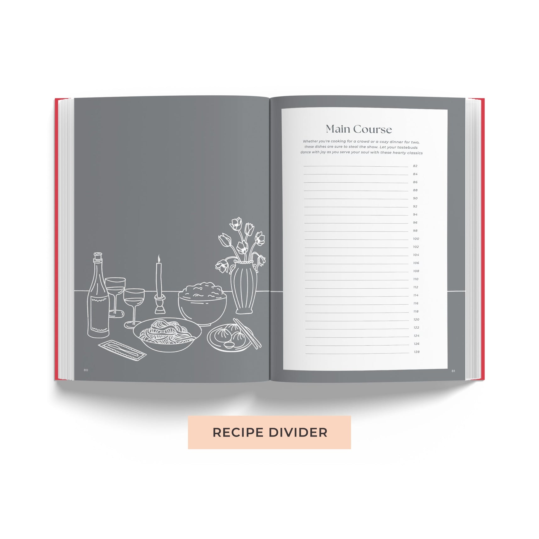7mm Between The Lines Recipe Journal (A5), Cheese & Wine, Hardbound - Beige