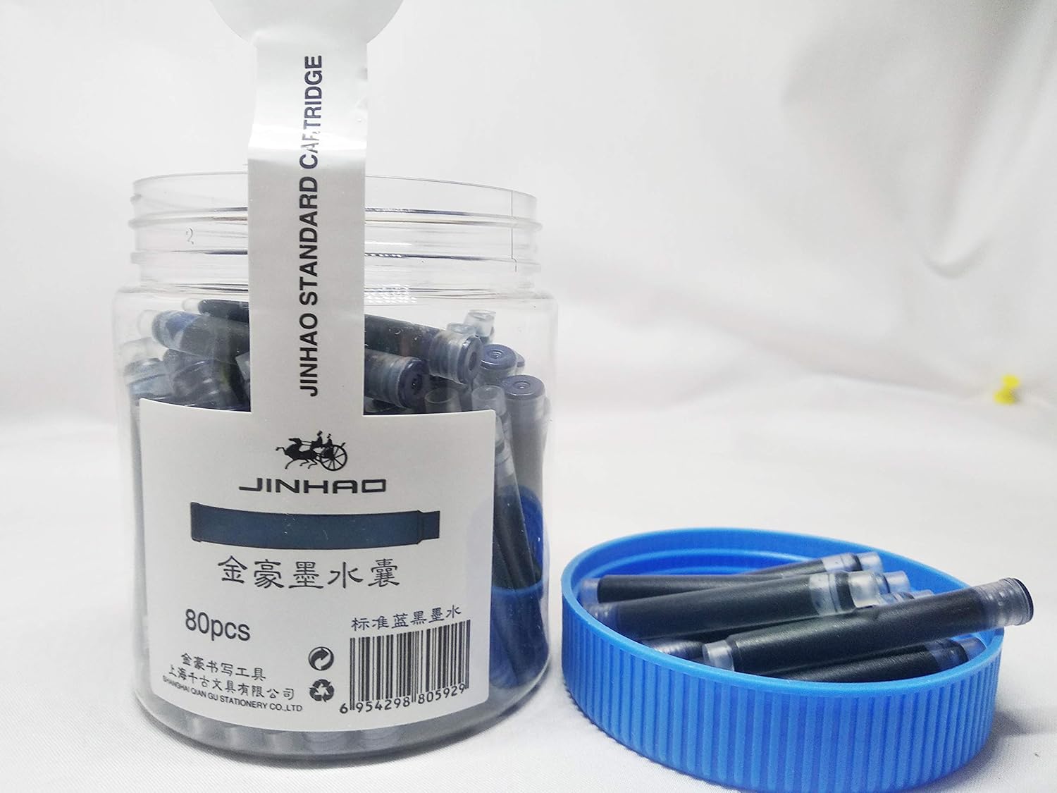 Jinhao International Standard Fountain Pen Ink Cartridges Refills – 80 Pcs (Blue-Black) Bottled, Smooth Flow, Long-Lasting Writing, Easy to Use and Carry
