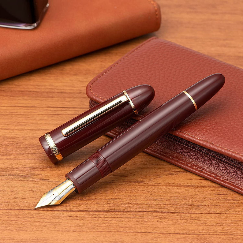 Jinhao X159 Maroon Fountain Pen – Fine Nib Options, Gold Clip, Big Size Acrylic Pen with Converter