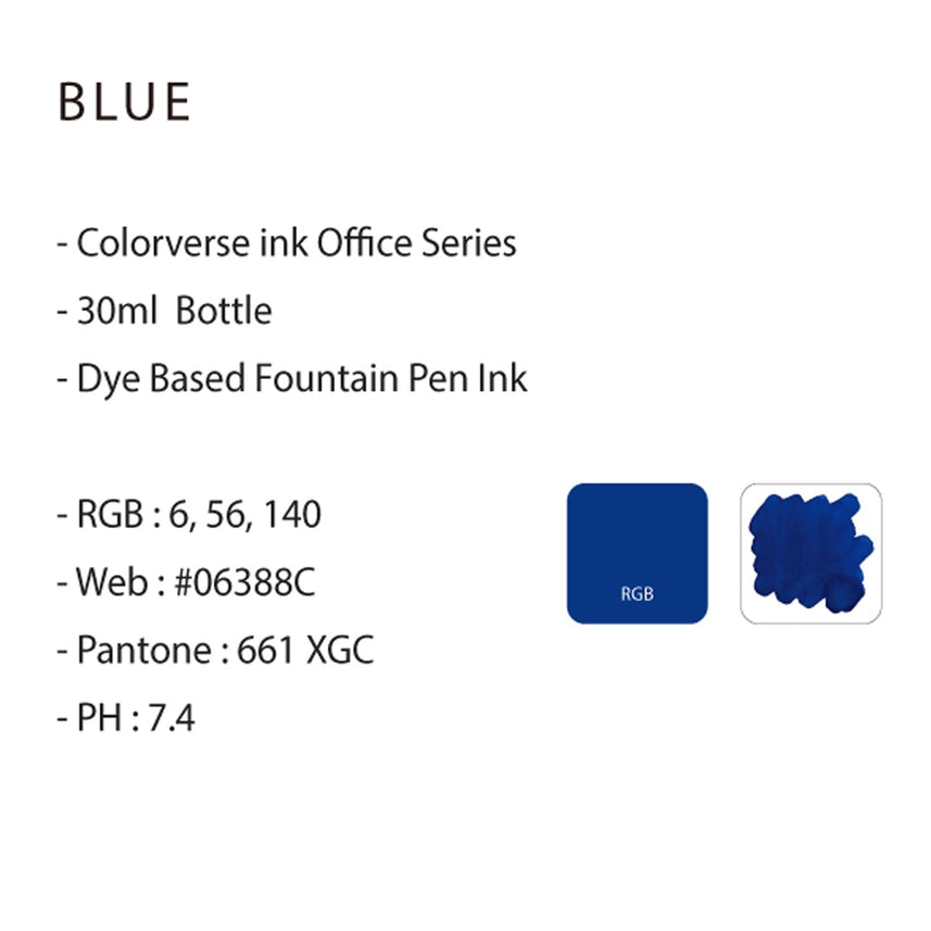 Colorverse Blue | Fountain Pen Ink Bottle | 30ml | Dye Based | Office Series