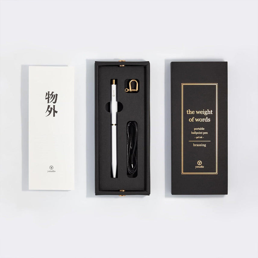 Ystudio Classic Revolve Portable Ballpoint Pen Brass (White finish)