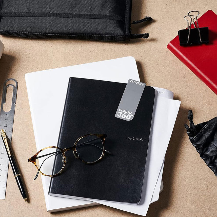 Zequenz B6 Ruled Notebook – Black | Roll-up journal | 200 Sheets, 70 GSM | 360° Flexible Soft Cover| Classic Signature Series