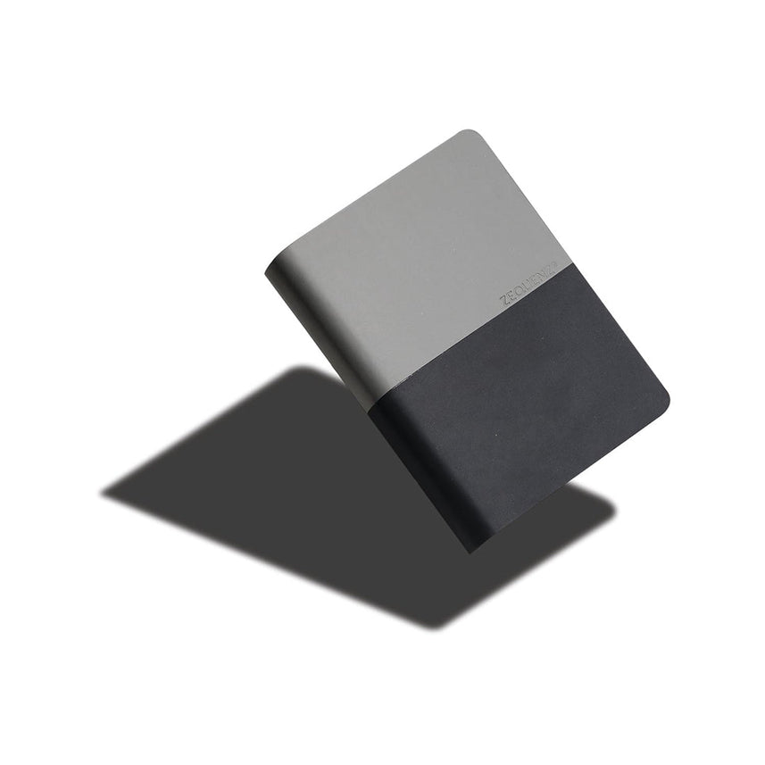Zequenz A6 Size Black Grey Notebook Squared & Blank Acid Free Paper 200 Pages each Ruling 400 Pages 70GSM 360 Degree Flexibility 100% Handmade PU and White paper Basic Plus Series
