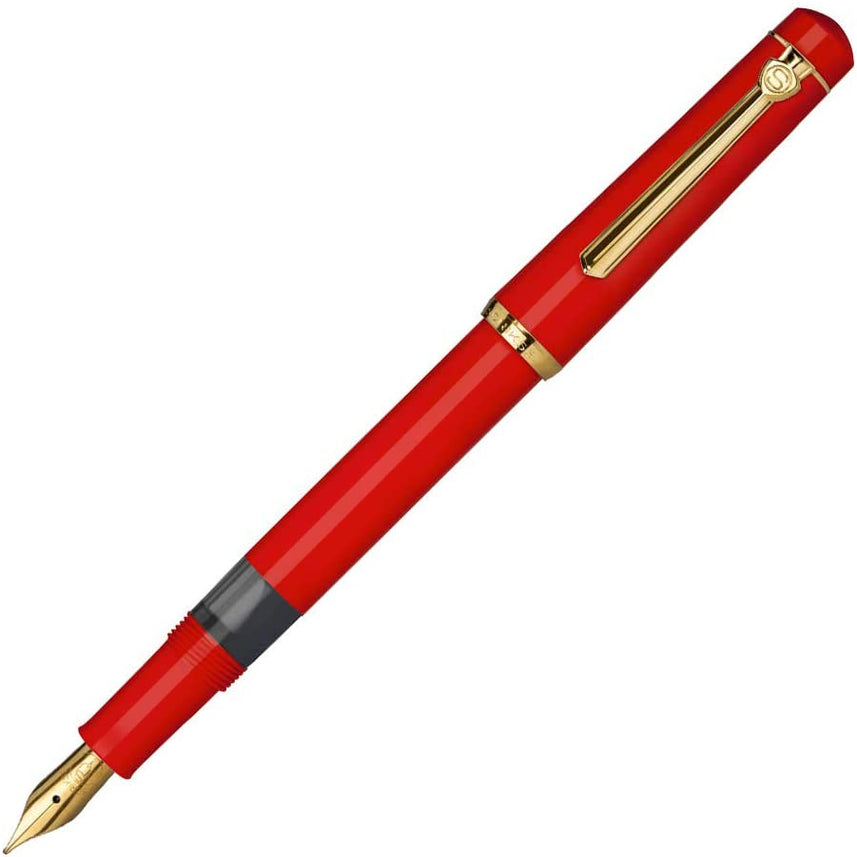 Scrikss | 419 Legendary | Fountain Ink Pen | Medium Nib |Gold Plated | Glossy Red Barrel