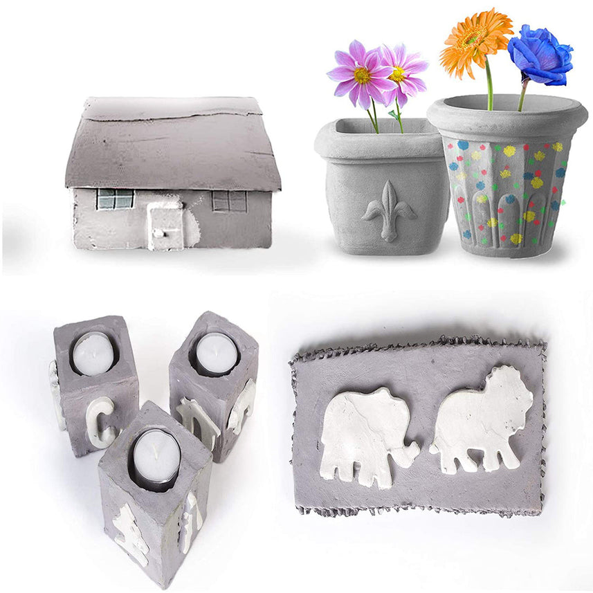 Jovi European Air-Dry Modeling Stone Grey Clay 2 Packets - Each Pack of 250 Grams for Sculpting Pottery Art & Craft Handicraft Educational Purpose Fine Motor Skills