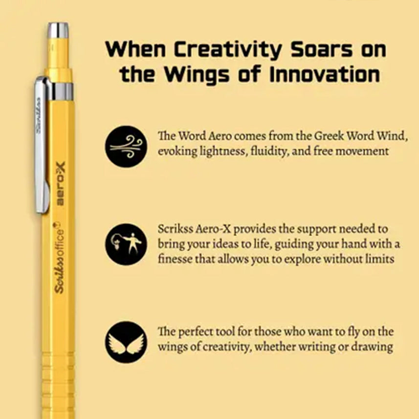 Scrikss | Aero-X | Mechanical Pencil | 0.7mm | Yellow