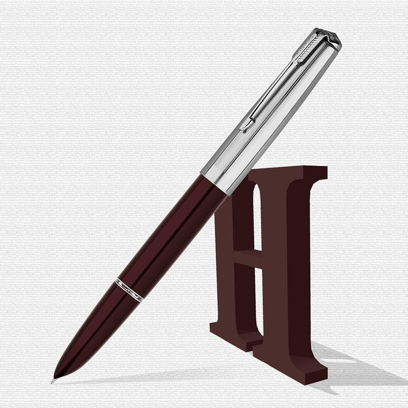 Hero 616 Fountain Pen with Iridium Extra-Fine 0.3mm Nib - Maroon Body & Silver Cap, Smooth Writing