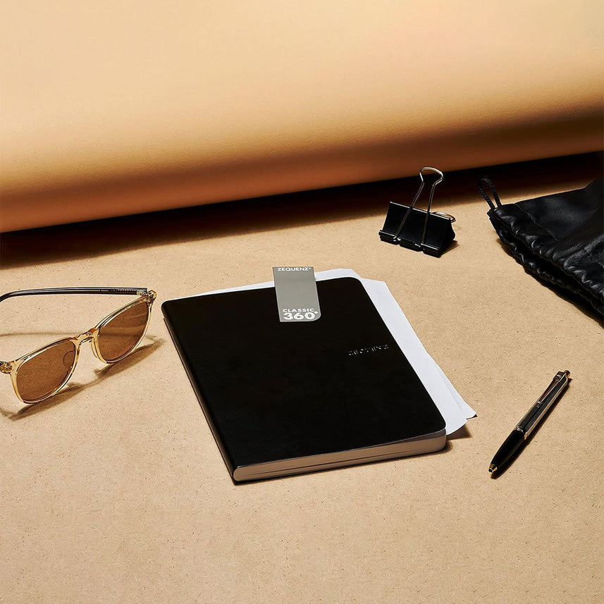 Zequenz B6 Ruled Notebook – Black | Roll-up journal | 200 Sheets, 70 GSM | 360° Flexible Soft Cover| Classic Signature Series