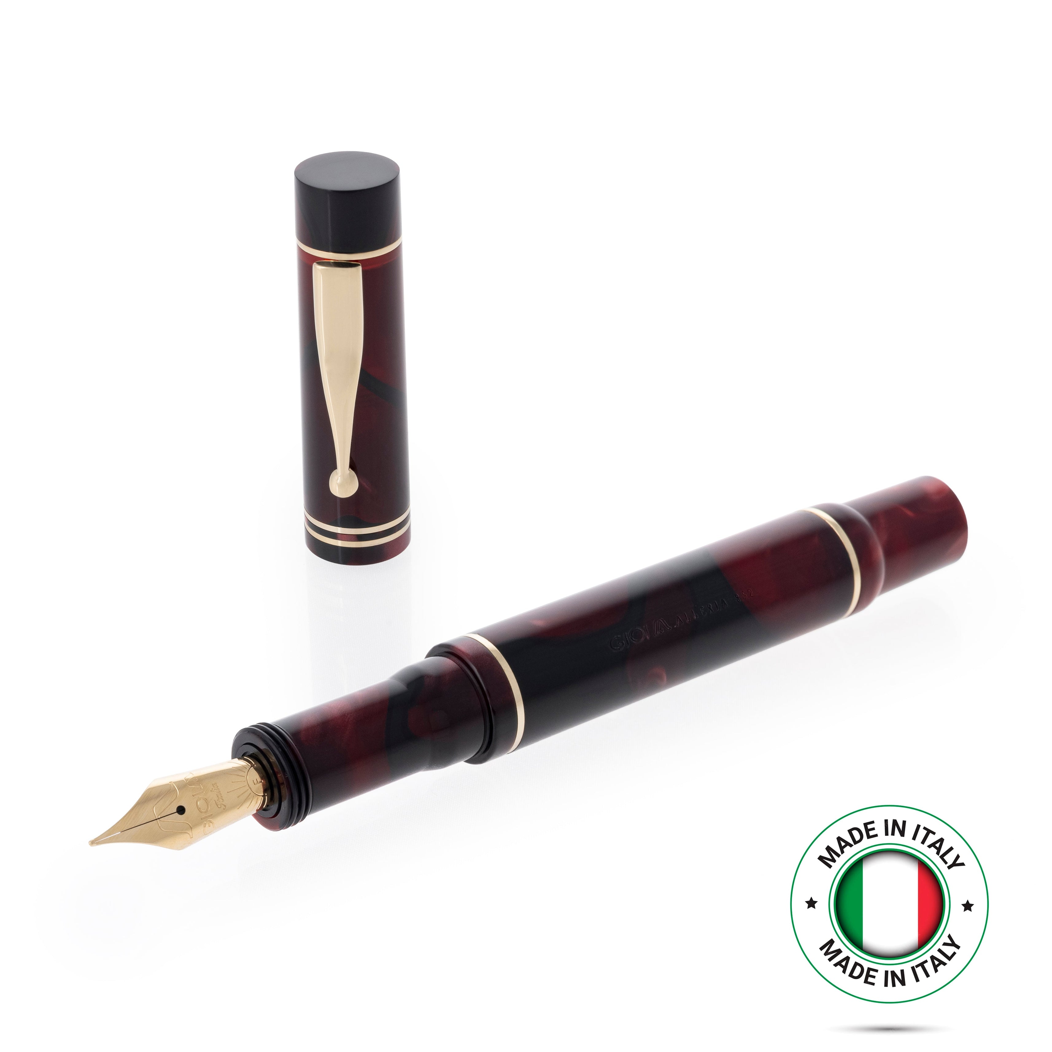 GIOIA Alleria Amaranto Red-Black Fountain Pen – Gold Trim