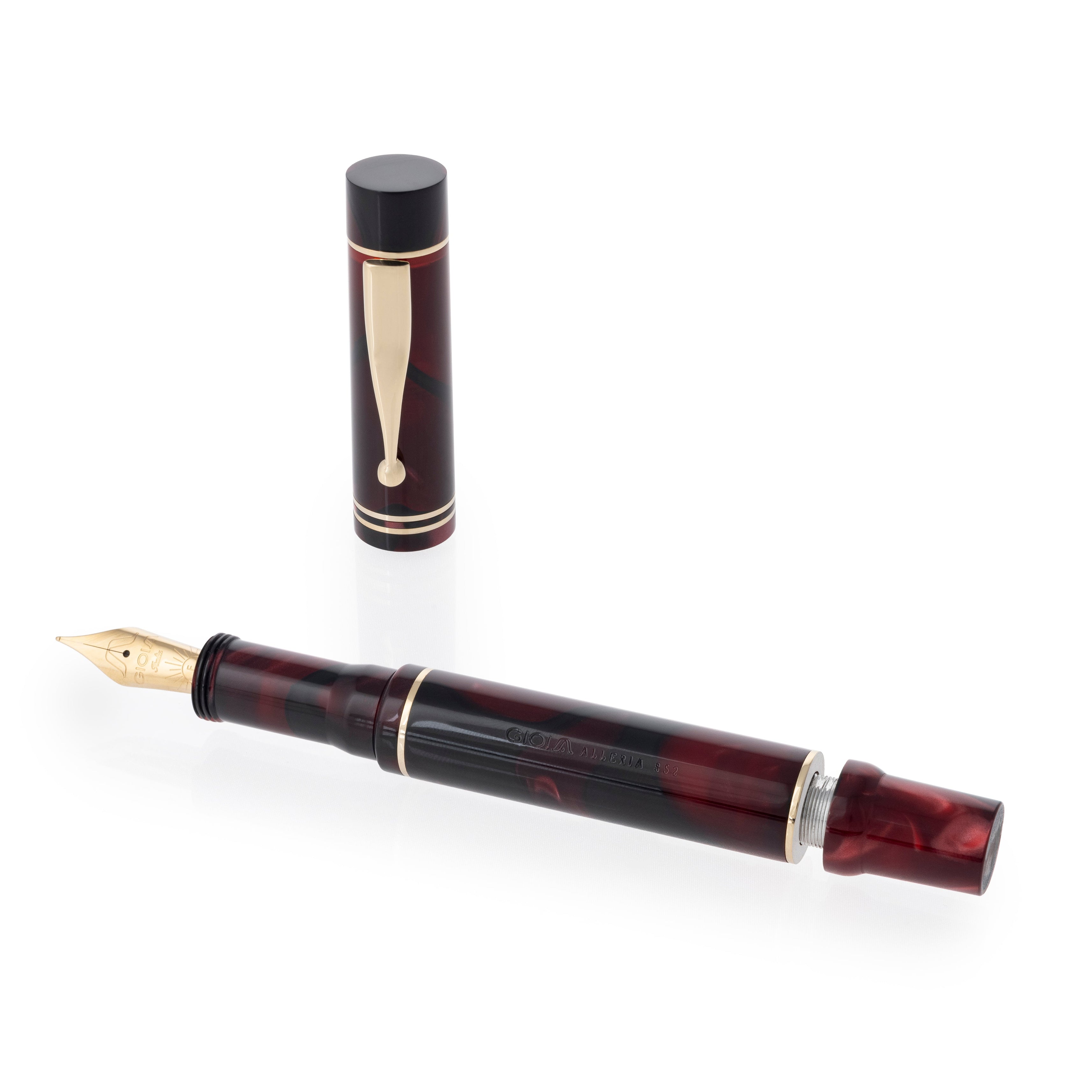GIOIA Alleria Amaranto Red-Black Fountain Pen – Gold Trim