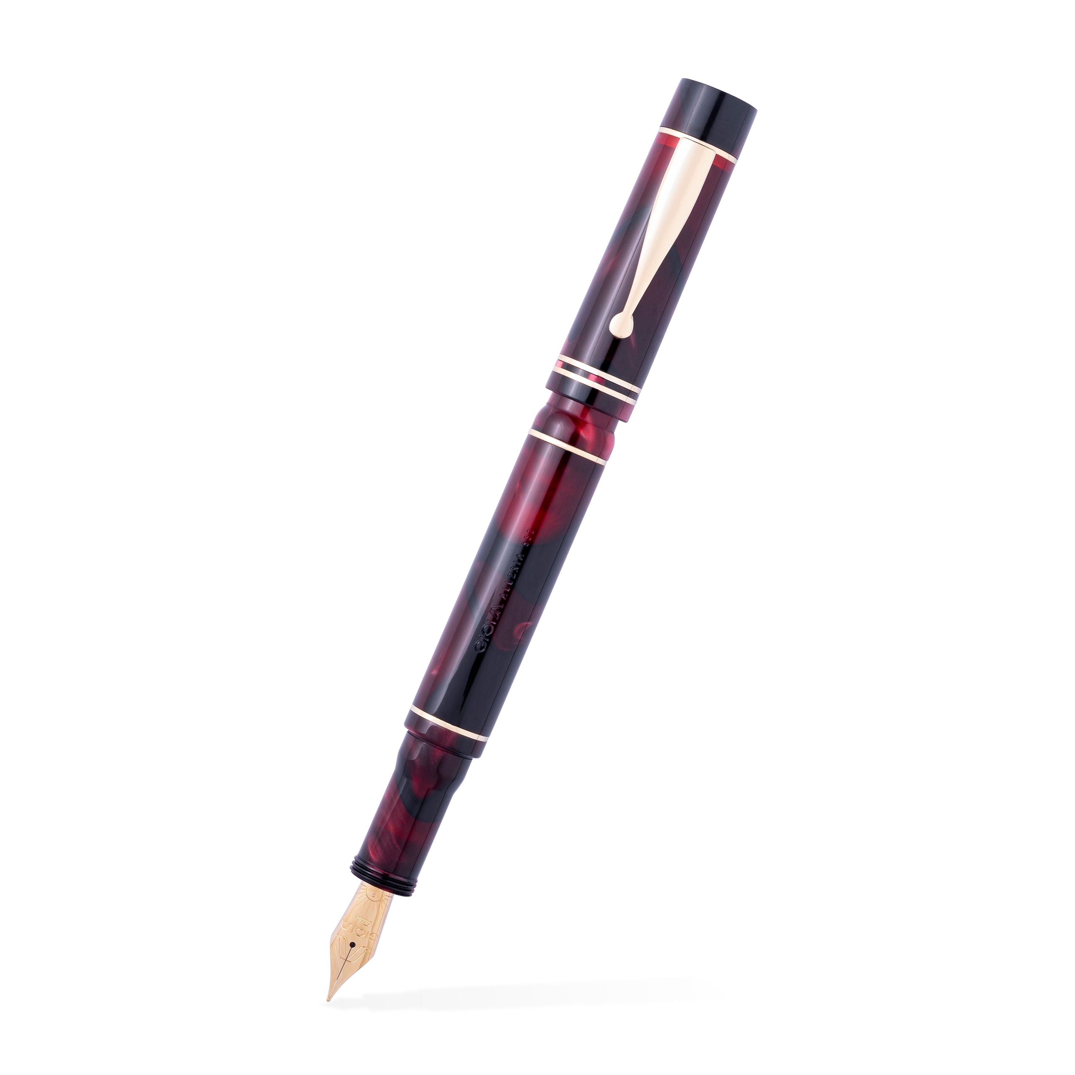 GIOIA Alleria Amaranto Red-Black Fountain Pen – Gold Trim