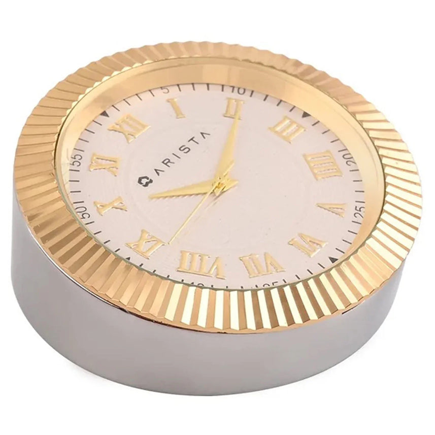 Arista | Ballpoint Pen | Black Barrel Chrome Cap With Gold Trim | With Gold Chrome Table Clock