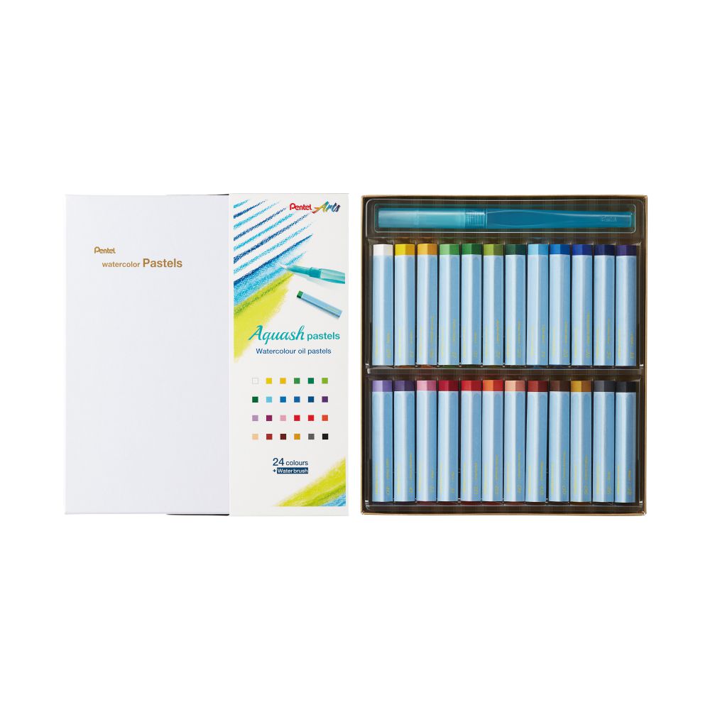 AQUASH WATERCOLOUR OIL PASTELS - 24 COLOUR SET