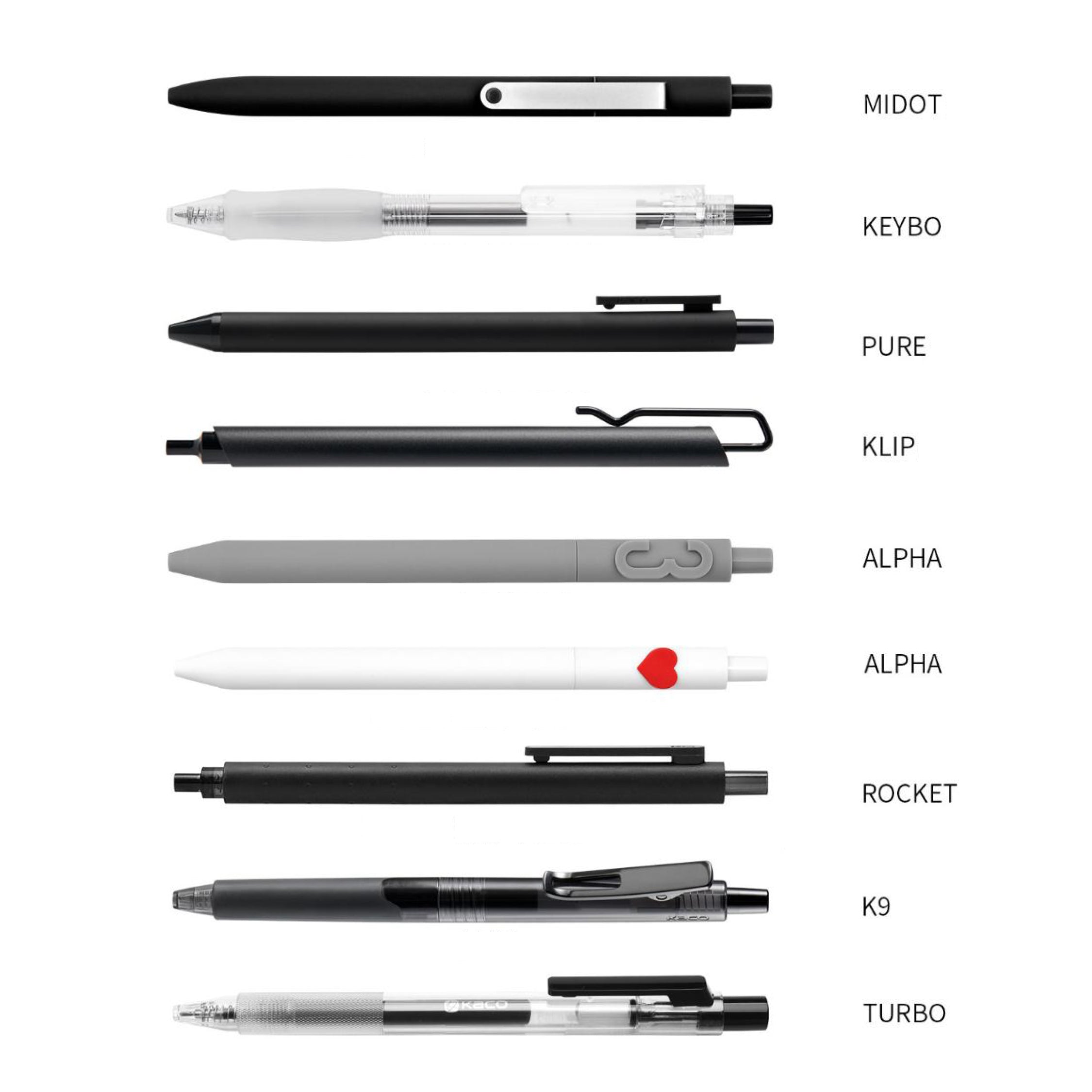 Kaco | Refills | Black Ink | For Gel Pen (ST Tip) | Pack of 10