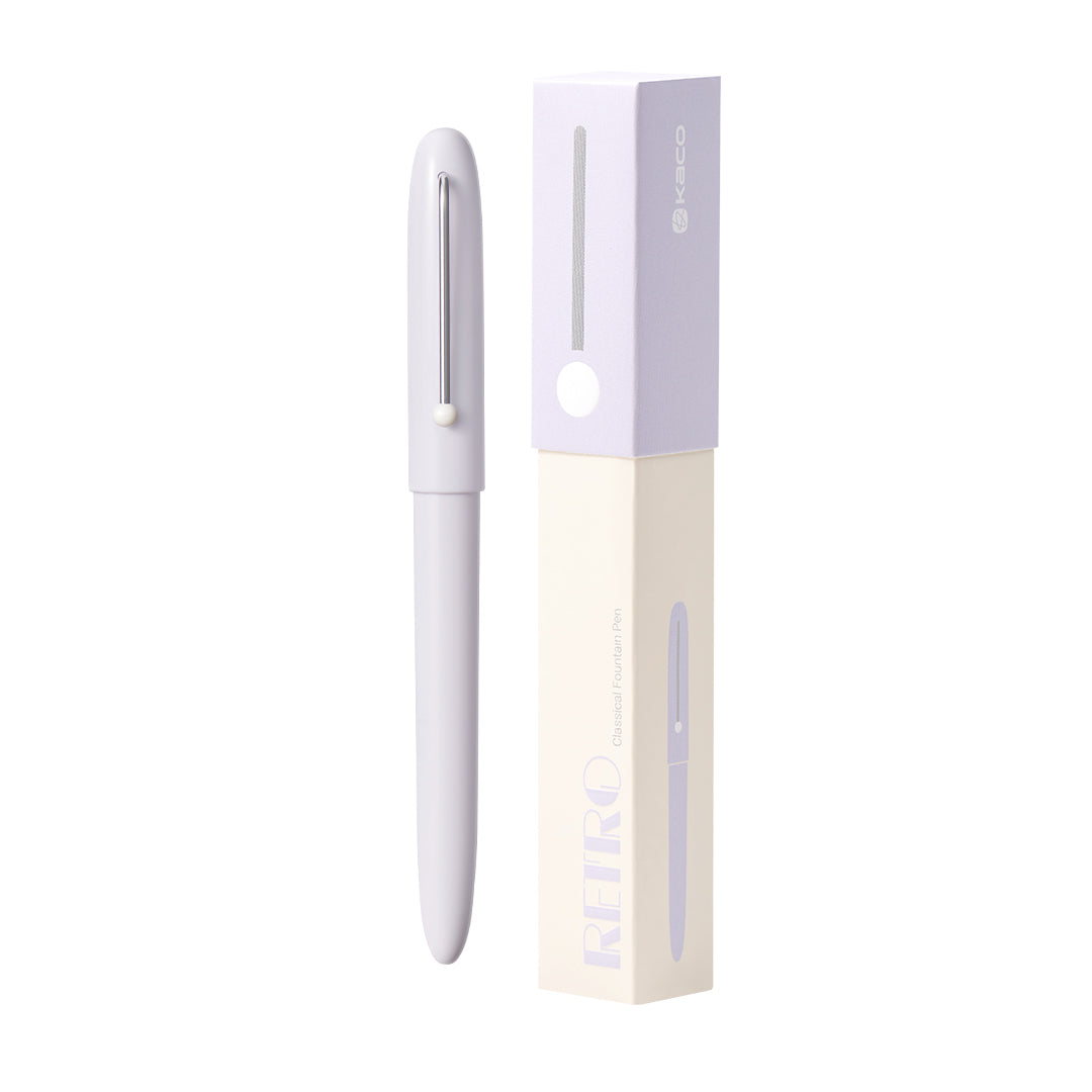 Kaco | Fountain Pens | 0.5mm | Black Ink | Retro | Paper Box Packaging